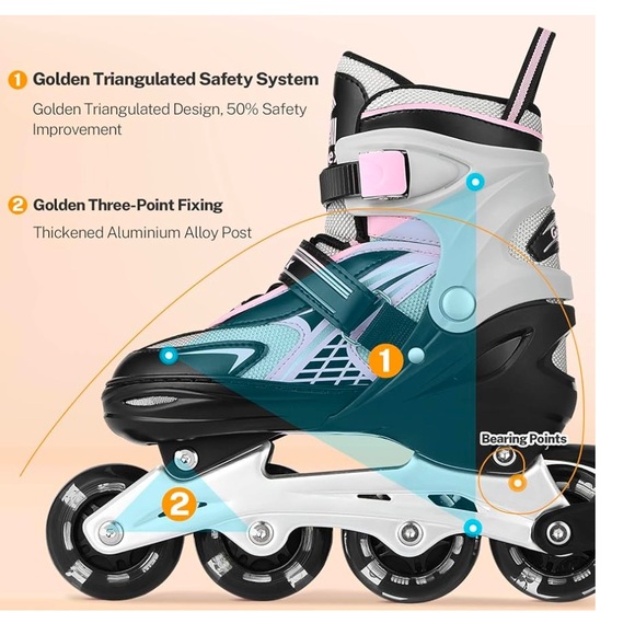 Adjustable Roller Skates, 4 Wheels And Sizes Adjustable Quad Skate For